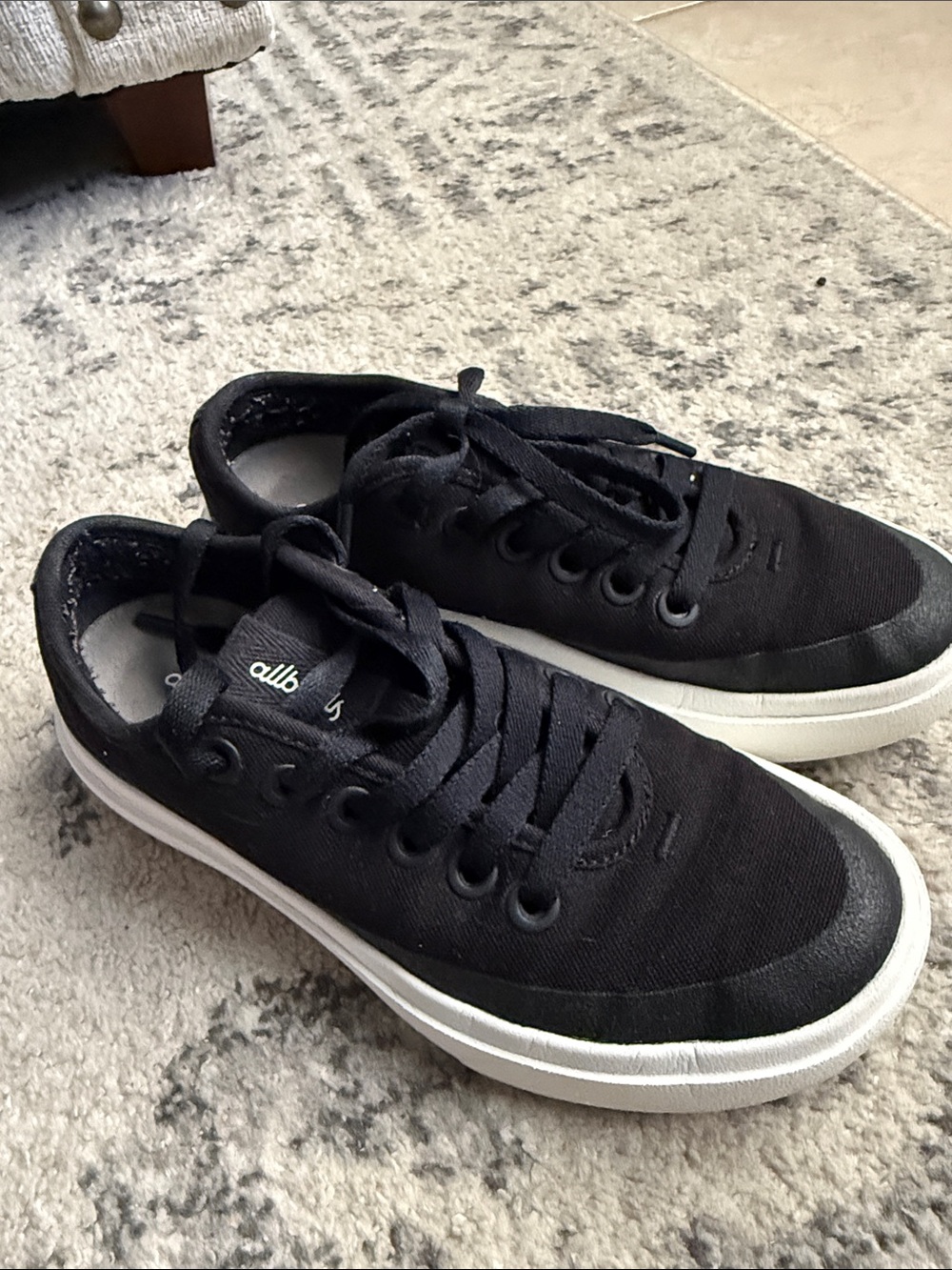 allbirds Black Low-Top Canvas Sneakers with White Soles